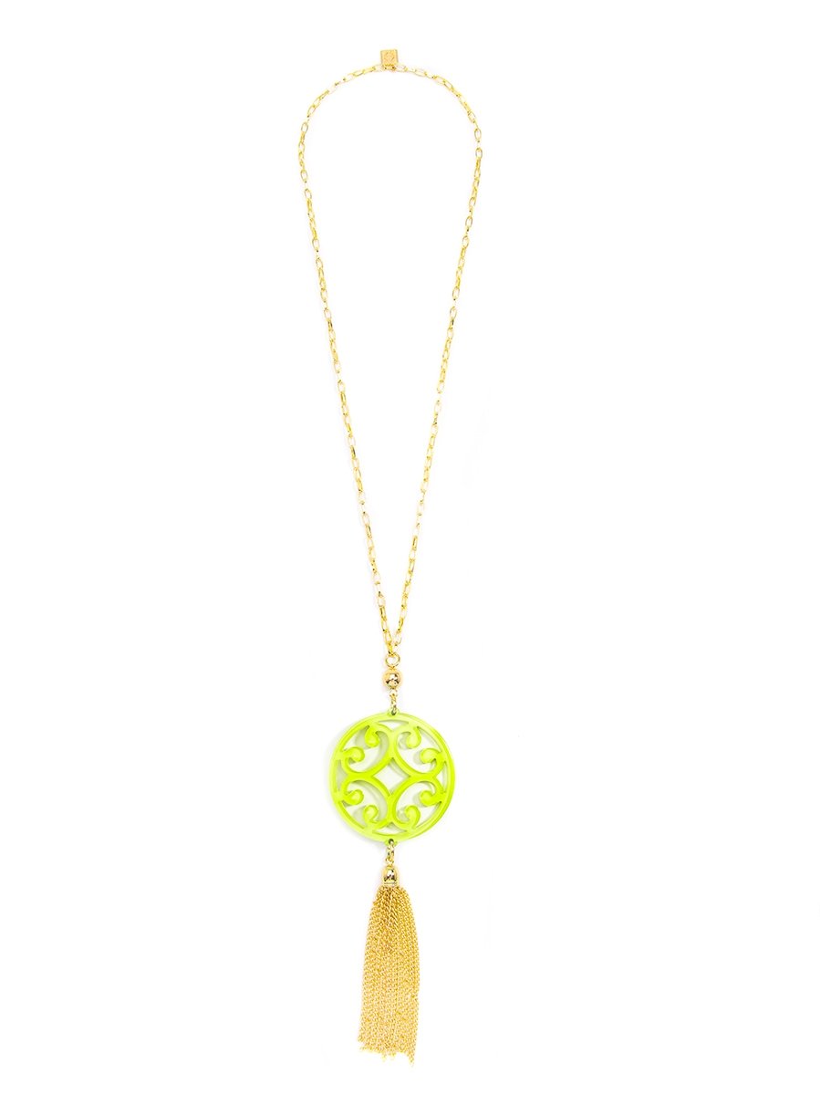 Circle Scroll Tassel Necklace