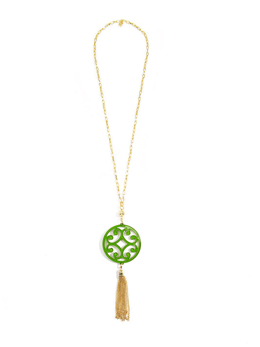 Circle Scroll Tassel Necklace