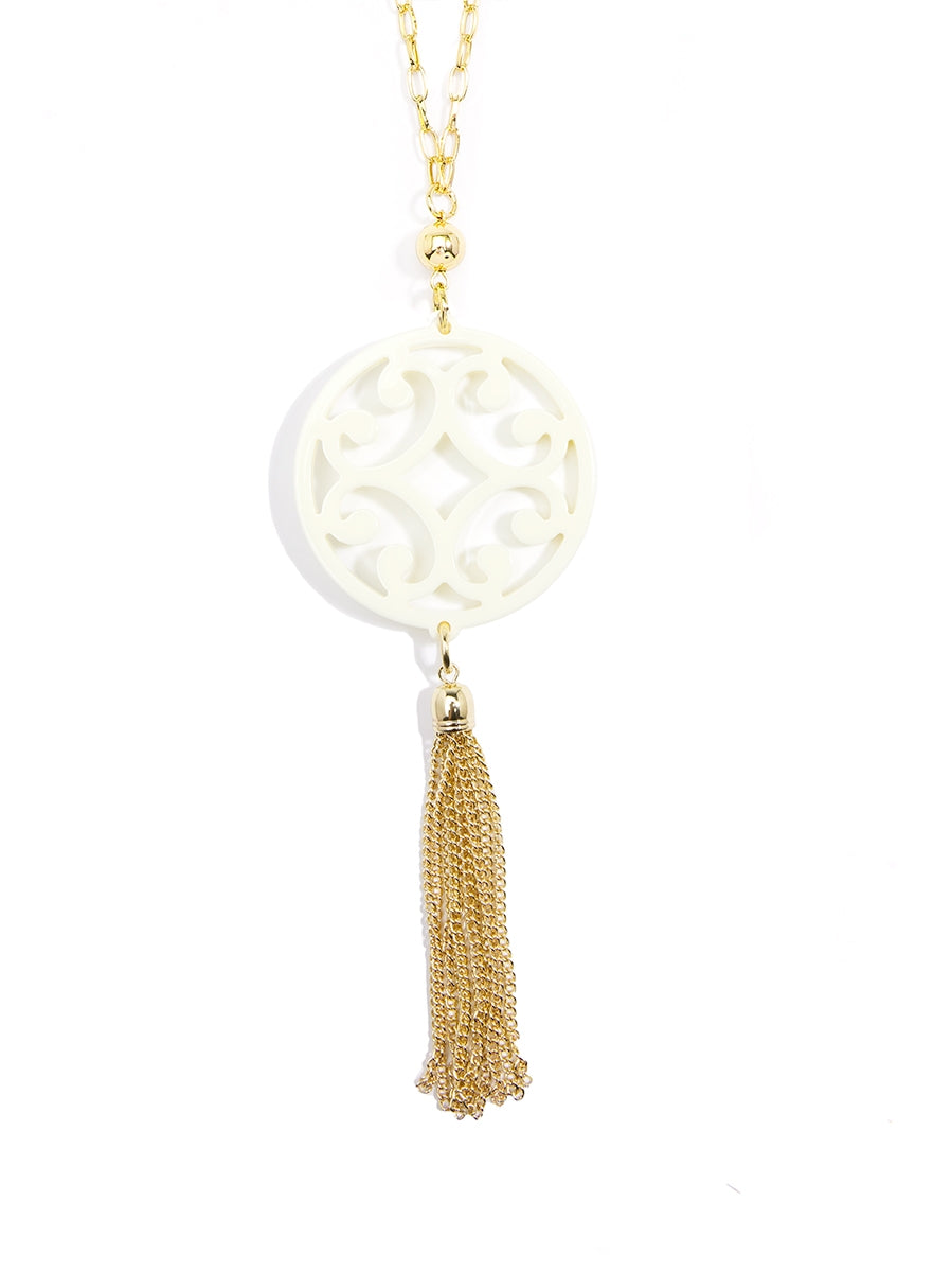 Circle Scroll Tassel Necklace