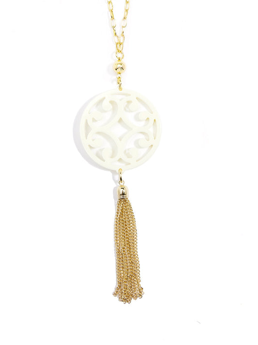 Circle Scroll Tassel Necklace