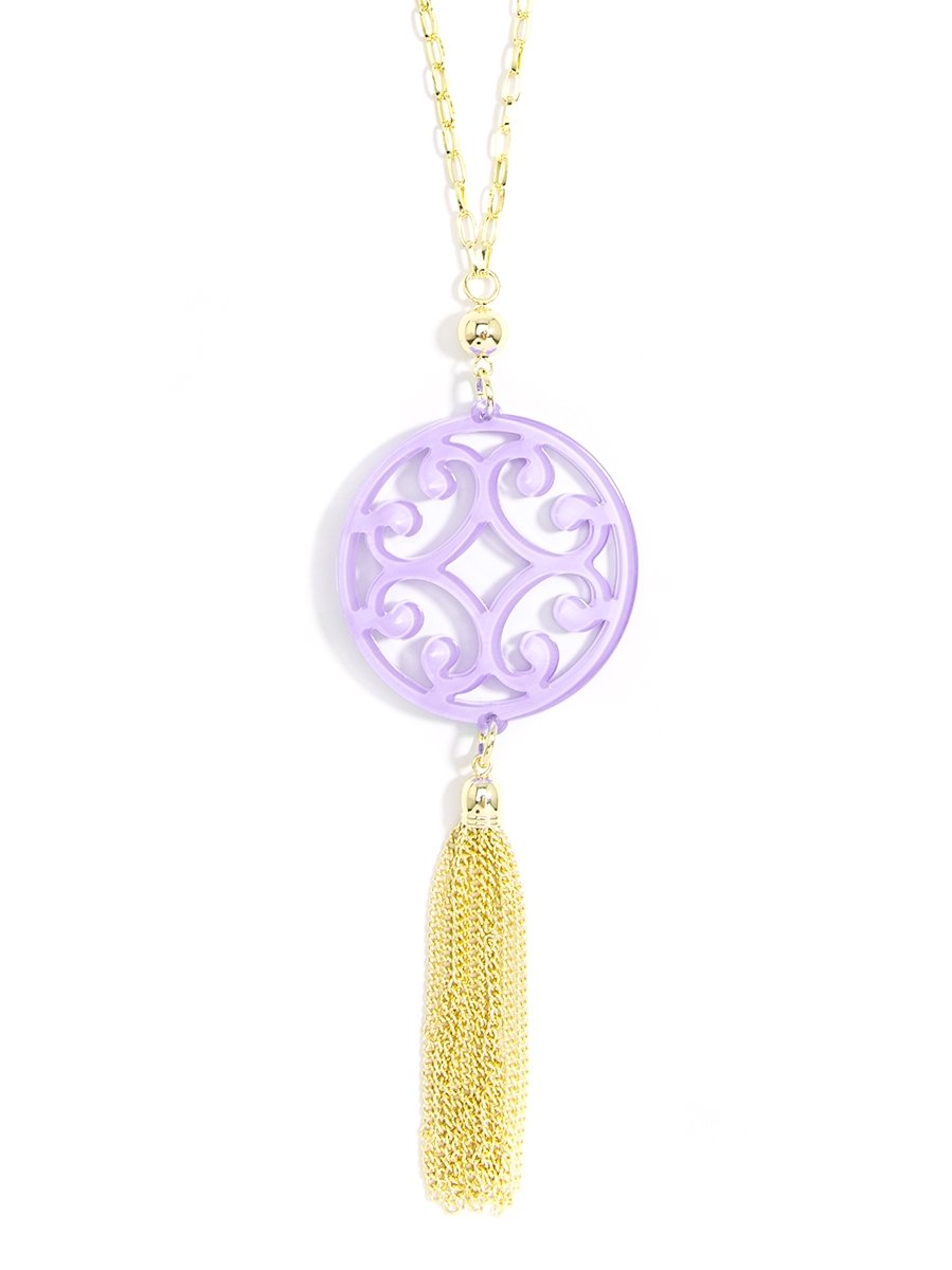 Circle Scroll Tassel Necklace