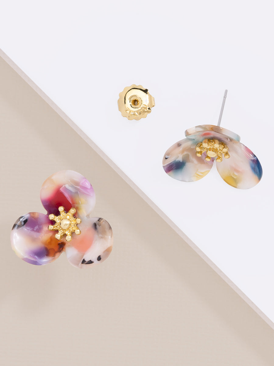 Tortoise Lotus Stud Earring