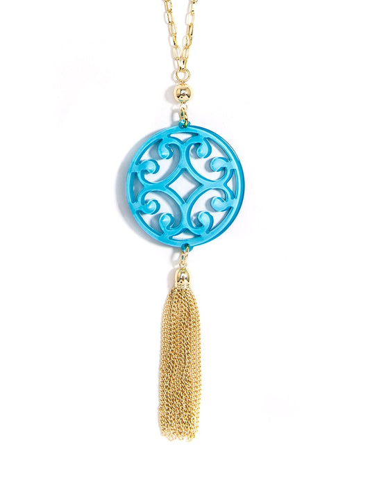 Circle Scroll Tassel Necklace