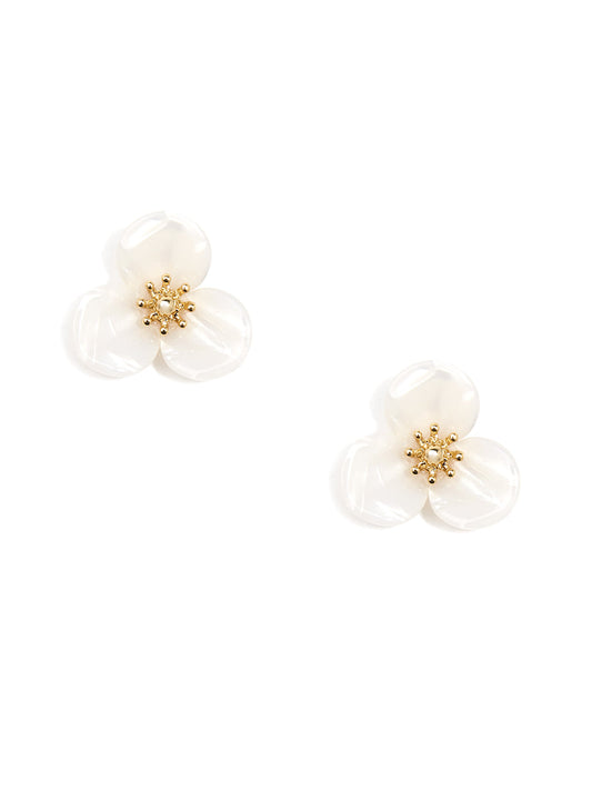 Tortoise Lotus Stud Earring