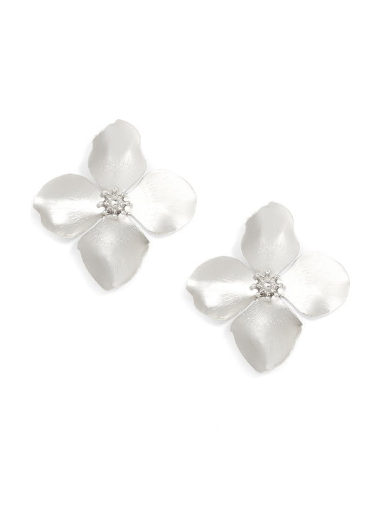 Matte Metallic Flower Statement Earring