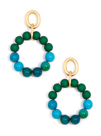 Marbled Beaded Drop Hoop Earring