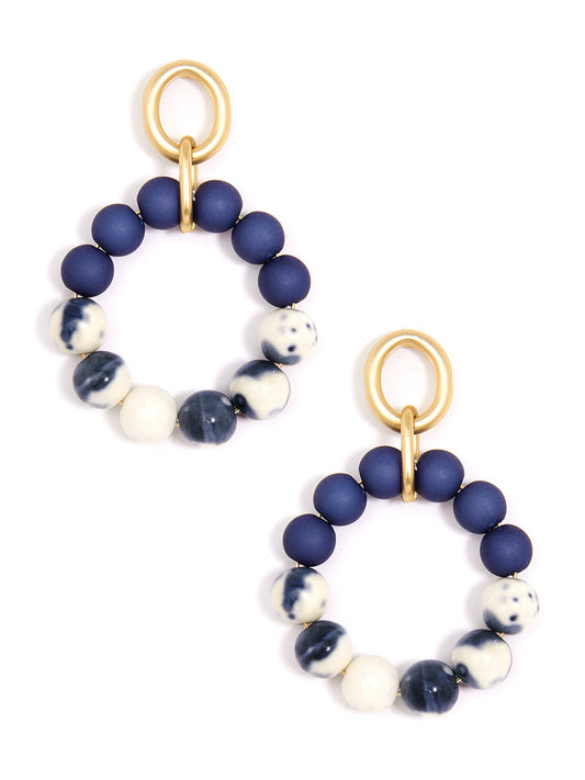 Marbled Beaded Drop Hoop Earring