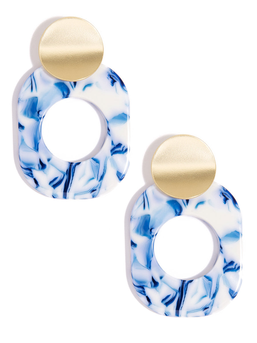 Blue Marbled Acetate Drop Earring