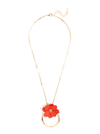 Flower And Ring Pendant Necklace