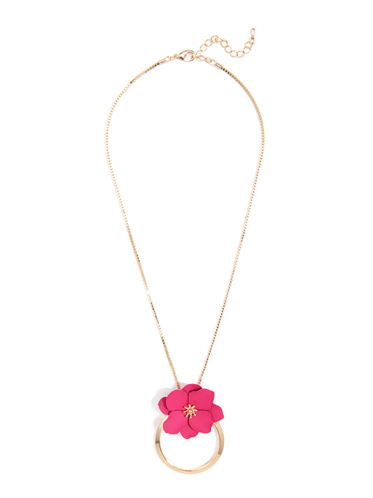 Flower And Ring Pendant Necklace