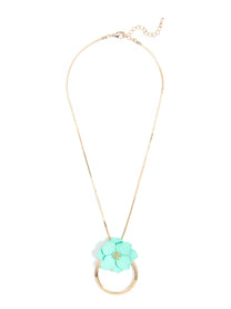 Flower And Ring Pendant Necklace