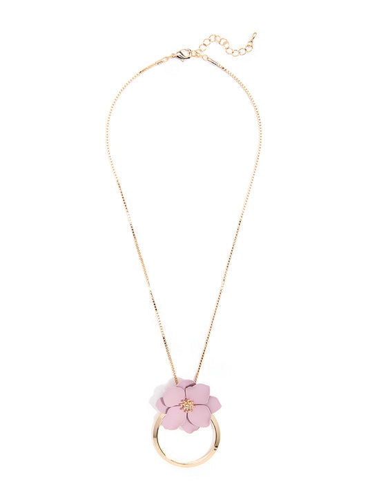 Flower And Ring Pendant Necklace