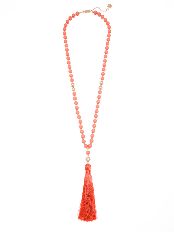 Faye Beaded Tassel Necklace