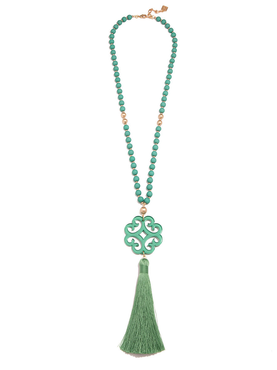 Jade Pendant Tassel Necklace