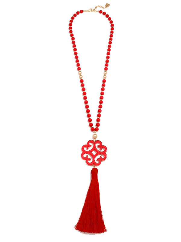 Jade Pendant Tassel Necklace