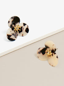 Tortoise Lotus Stud Earring