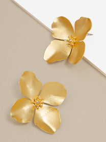 Matte Metallic Flower Statement Earring