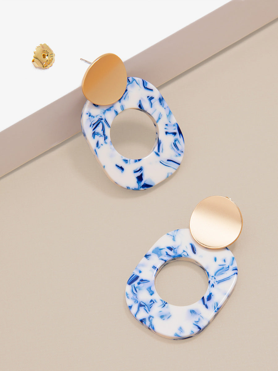 Blue Acetate Marbled Drop Earrings | Fashion ZENZII Jewelry